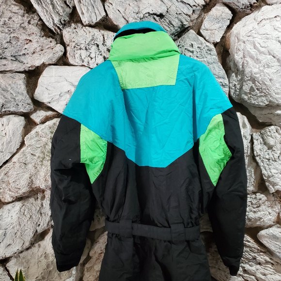 Men's Black and Green Ski Suit - Picture 4 of 6